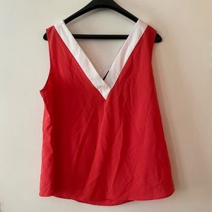 Banana Republic V-neck Blouse in Coral and White